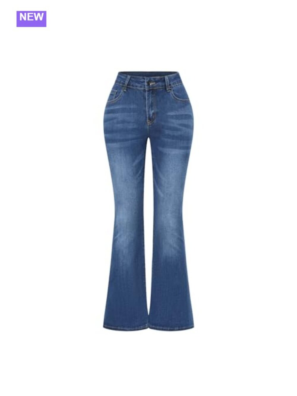 Womens Stretchy Mid Rise Flare Jeans Distressed Denim Bell Bottom Pants